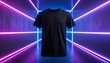 © Thoriq - Black T-Shirt on Neon Background.