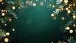 © Jirawatfoto - Elegant Christmas background with festive bokeh light on deep green backdrop. magical holiday invitation featuring fir branch with copy space for greeting