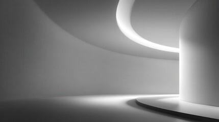 Wall Mural - Clean Abstract Architectural Background with Curved Form and Lines