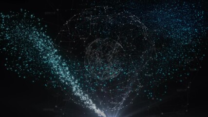 Wall Mural - Animation of star, constellations and globe on black background