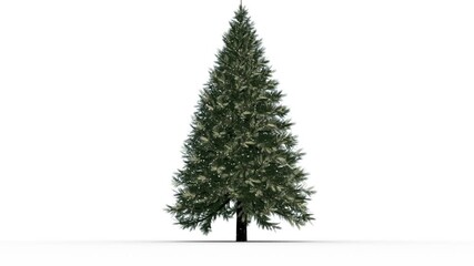 Wall Mural - animation of snow falling over christmas tree on white background