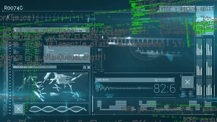 Wall Mural - animation of data processing over digital screen