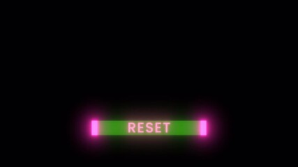 Reset text animation with technology black background, futuristic hud animation digital