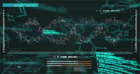 Wall Mural - digital interface with medical data processing against blue background