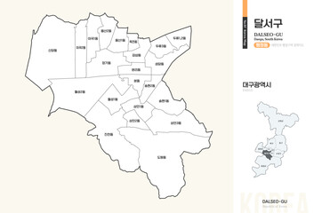  대구광역시 달서구 행정구역 윤곽선 지도