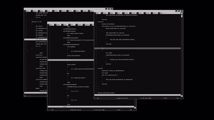 Developer at Work: Scrolling Through Lines of Complex PHP Code in a Dark Terminal Interface