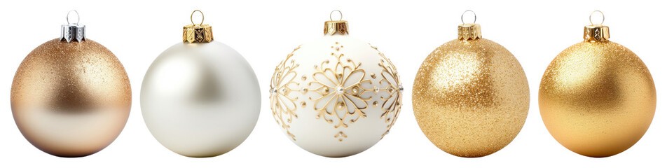 Wall Mural - png elegant gold white christmas ornaments, element set on transparent background