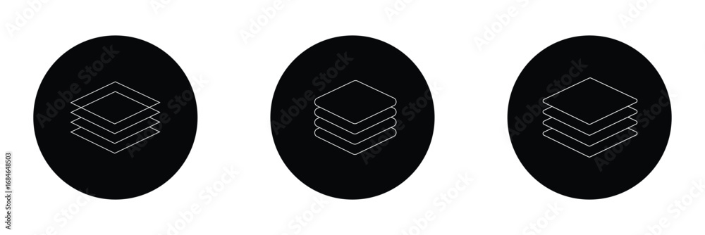 Stock-Vektorgrafik „Green Icons of layers stack. Logos of paper layers ...
