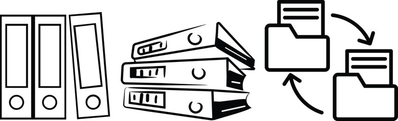 Folder icon set. Documents directory. Desktop icons. My computer PC shortcut signs. System software and devices. New eleven inspired vector illustrations.Document symbol icon for website design.