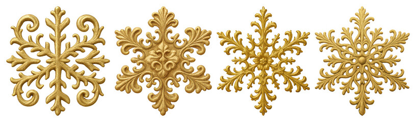 Wall Mural - PNG Elegant gold ornamental designs, element set on transparent background