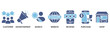 © Joniack - Customer journey icon set vector illustration concept relate to customer buying decision process with icon of customer, advertisement, search, website, reviews, purchase and shop