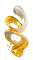 Wall Mural - Elegant liquid fusion, golden honeyed stream interweaving with creamy ivory, a visual delight