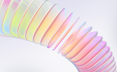 Wall Mural - abstract 3d background with holographic wave ribbon effect of glass square plates row. iridescent ri