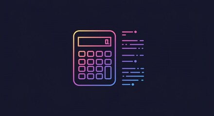 Illustration of a calculator with a display and a list of lines, representing calculations.