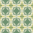© farydraw - A seamless pattern of vintage floral ornaments. Green and yellow colors. Suitable for fabric, wall, floor, and other designs.