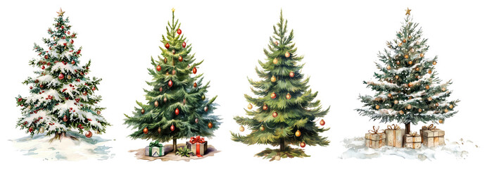 Wall Mural - png festive christmas tree illustrations, element set on transparent background