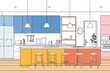 © snc - Colorful kitchen interior design sketch.