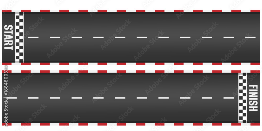 Horizontal racetrack roadway background vector design with white line ...