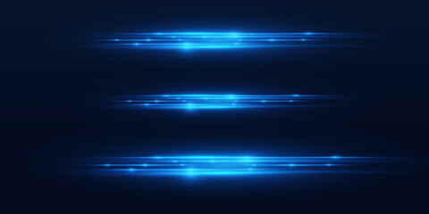 Wall Mural - collection of blue light effects and horizontal lines.