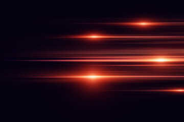 Wall Mural - red abstract neon lines of light. speed ​​of horizontal rays.