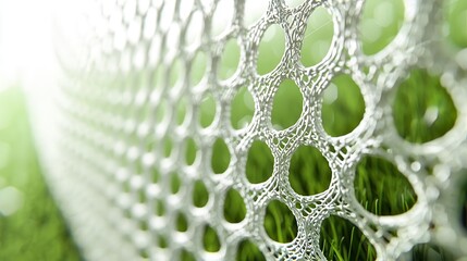 Close Up Mesh Connects with Greenery, Showcasing Material Interconnected Concept
