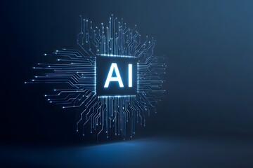 Wall Mural - Abstract logo of an artificial intelligence chip with the inscription AI on it,