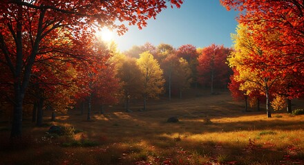  Autumn forest sunlight foliage