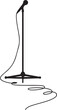 © DIDAR - Black silhouette of a vintage microphone on a stand with a coiled cable music audio