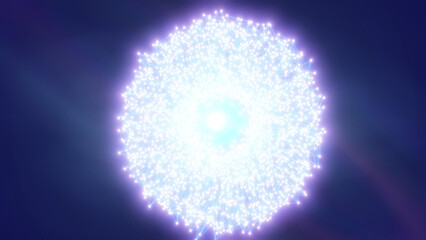 Wall Mural - glowing spherical digital structure with radiant center, visualizing complex data networks and energ