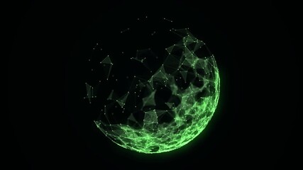 Wall Mural - futuristic green sphere of particles and lines. network connection big data. abstract technology bac