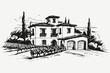 © Mariia - italian house with vineyard sketch illustration vector