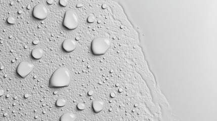 Wall Mural - Seamless Water Droplets Texture on White Background, Elegant Liquid Pattern, Macro Photography