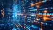 © nikomsolftwaer - Dynamic data flow futuristic cyberspace digital visualization neon environment immersive perspective high-tech concept