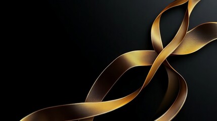 Canvas Print - elegant golden ribbons flowing on a deep background for sophisticated designs and creative concepts