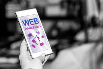 Wall Mural - Web marketing concept on a smartphone
