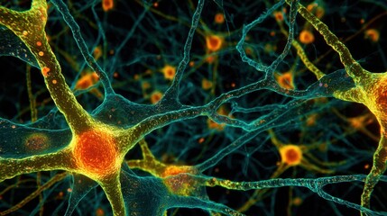 Canvas Print - colorful neural network illustration depicting brain connections