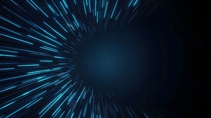 Wall Mural - the image showcases a dynamic abstract design with luminous blue streaks radiating from the dark cen