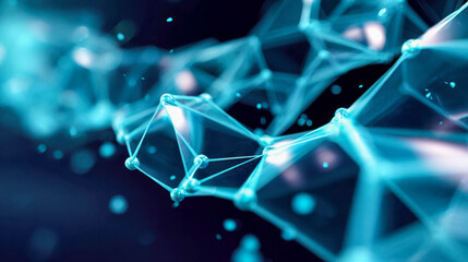 Wall Mural - futuristic abstract 3d polygonal mesh structure with glowing connections, symbolizing technology, ne