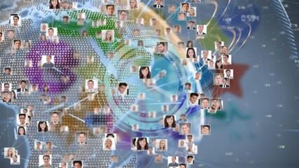 Wall Mural - animation of covid cells flying over globe