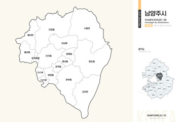  경기도 남양주시 행정동 윤곽선 지도