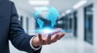 © Soulart - Global digital network, technology concept, earth hologram in hand