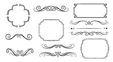 Ornament frame divider line element design vector illustration decorative graphic set art vintage