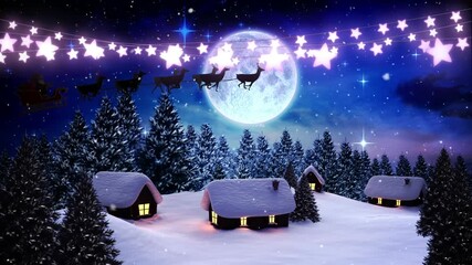 Wall Mural - animation of happy lights over santa claus sleigh
