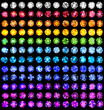© Gregory - Colorful rhinestones arranged in rows on black background