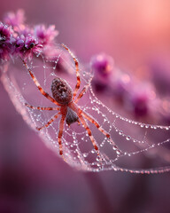 a spider on a purple web.