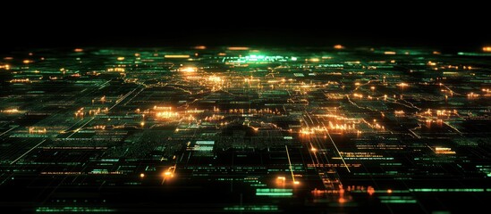 Wall Mural - Futuristic Circuit Board Network.