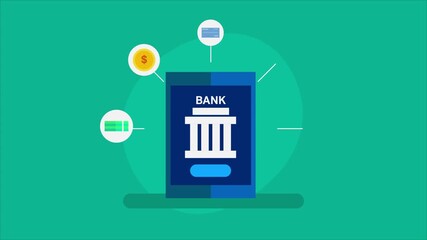 Wall Mural - mobile banking app offering secure access to statements, loan applications, investments, transfers, 