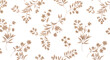 © MdMoklesur - Elegant brown floral seamless pattern. Delicate botanical print with flowers and leaves on a crisp white background.