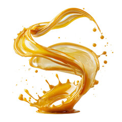 Wall Mural - Golden fluid swirling in motion against a contrasty setting, liquid sculpture isolated, artistic