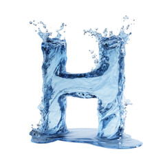 Wall Mural - Liquid letter H manifestation captivating aquatic typography shimmering with dynamism on clear stage